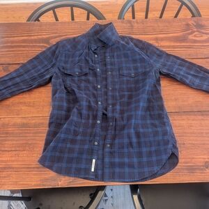 Lucky Brand Men's Dark Blue Checkered Shirt - Medium